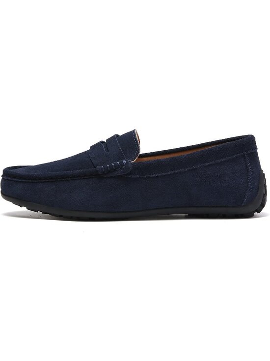 FASHION Men\'s Blue Suede Leather Loafers Penny Slip On Walking Casual Shoes main image 4